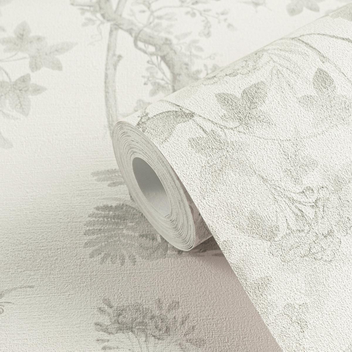 790437_1 Gray non-woven vinyl wallpaper with straight match pattern