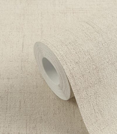 Beige non-woven wallpaper with vinyl surface