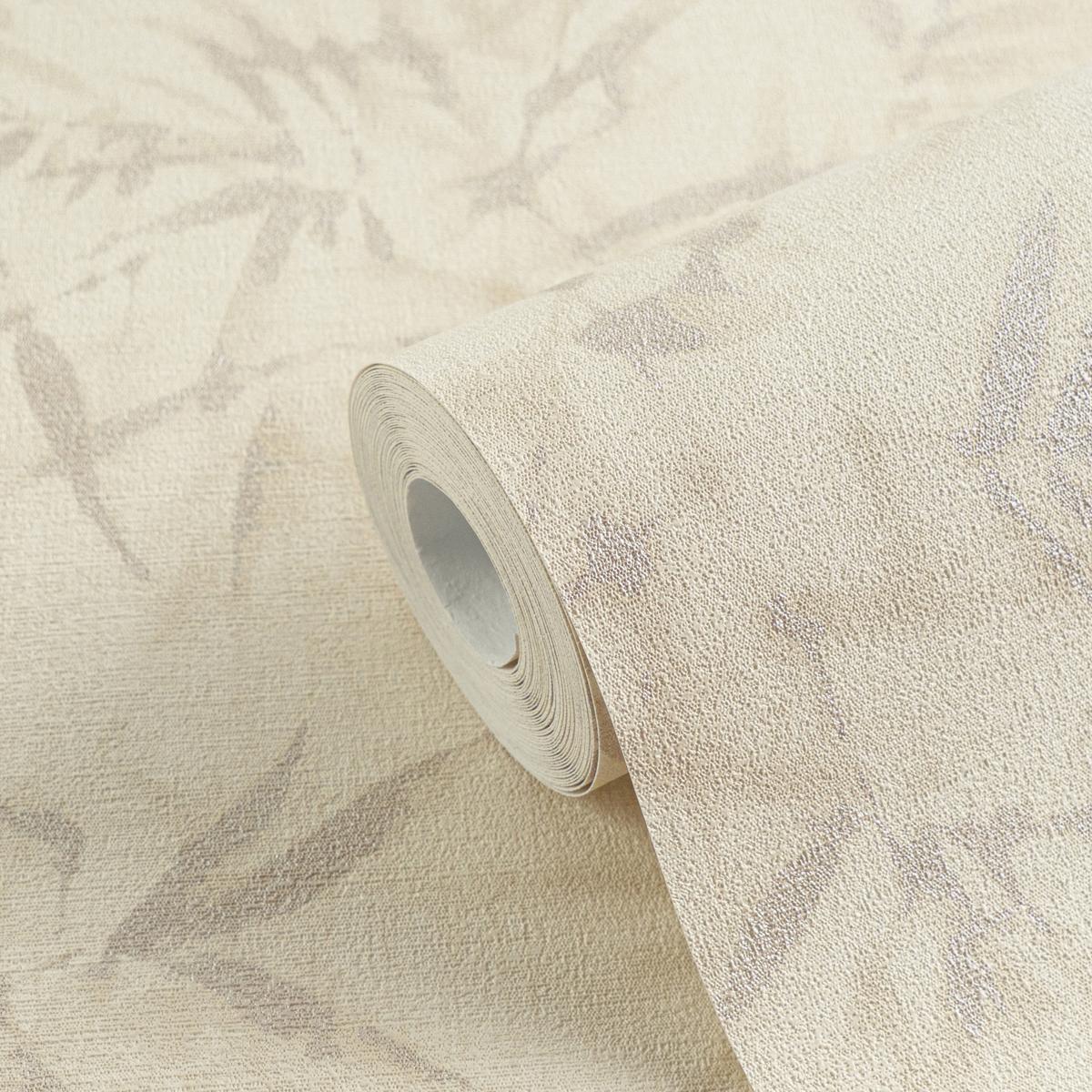 790463_1 Beige non-woven wallpaper with offset match design