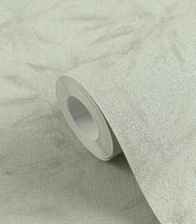 Green non-woven wallpaper with offset match pattern