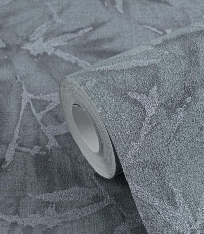 Blue non-woven vinyl wallpaper with offset pattern