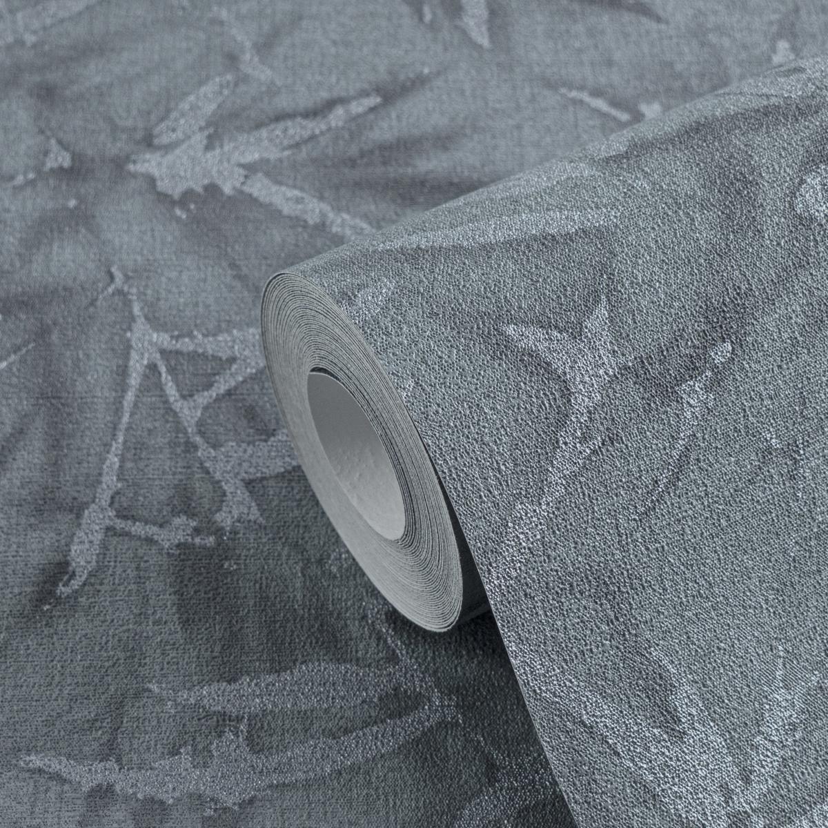 790466_1 Blue non-woven vinyl wallpaper with offset pattern