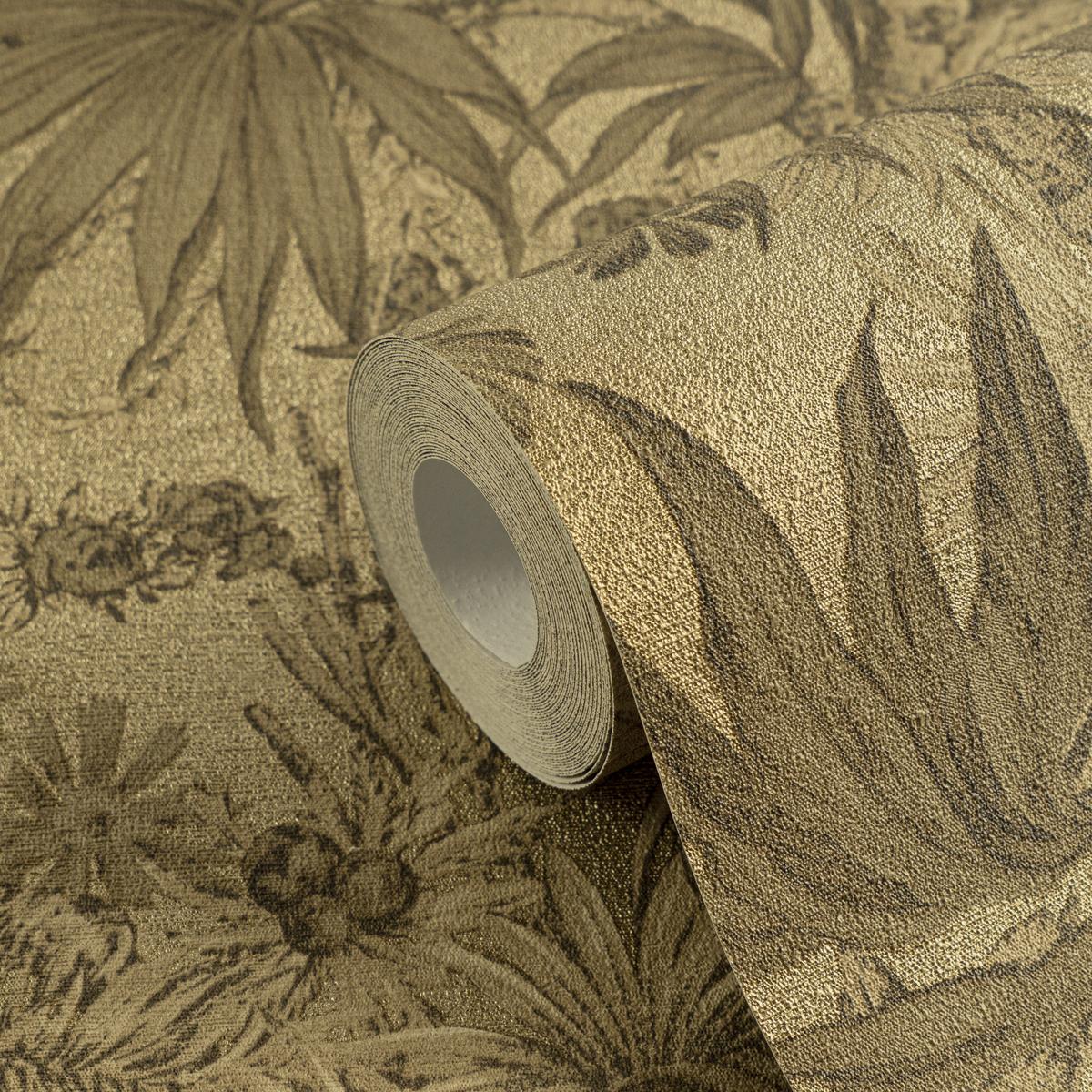790472_1 Brown non-woven vinyl wallpaper with offset match pattern