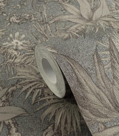 Gray non-woven wallpaper with offset match pattern
