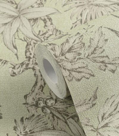 Gray non-woven vinyl wallpaper with offset pattern