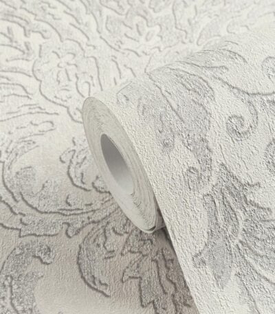 Beige non-woven vinyl wallpaper with elegant pattern
