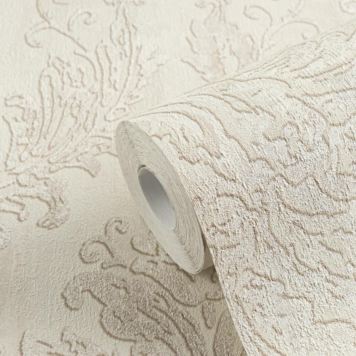 790495_1 Beige non-woven vinyl wallpaper with classic design