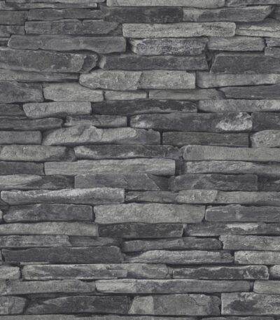 Gray non-woven vinyl wallpaper with offset pattern