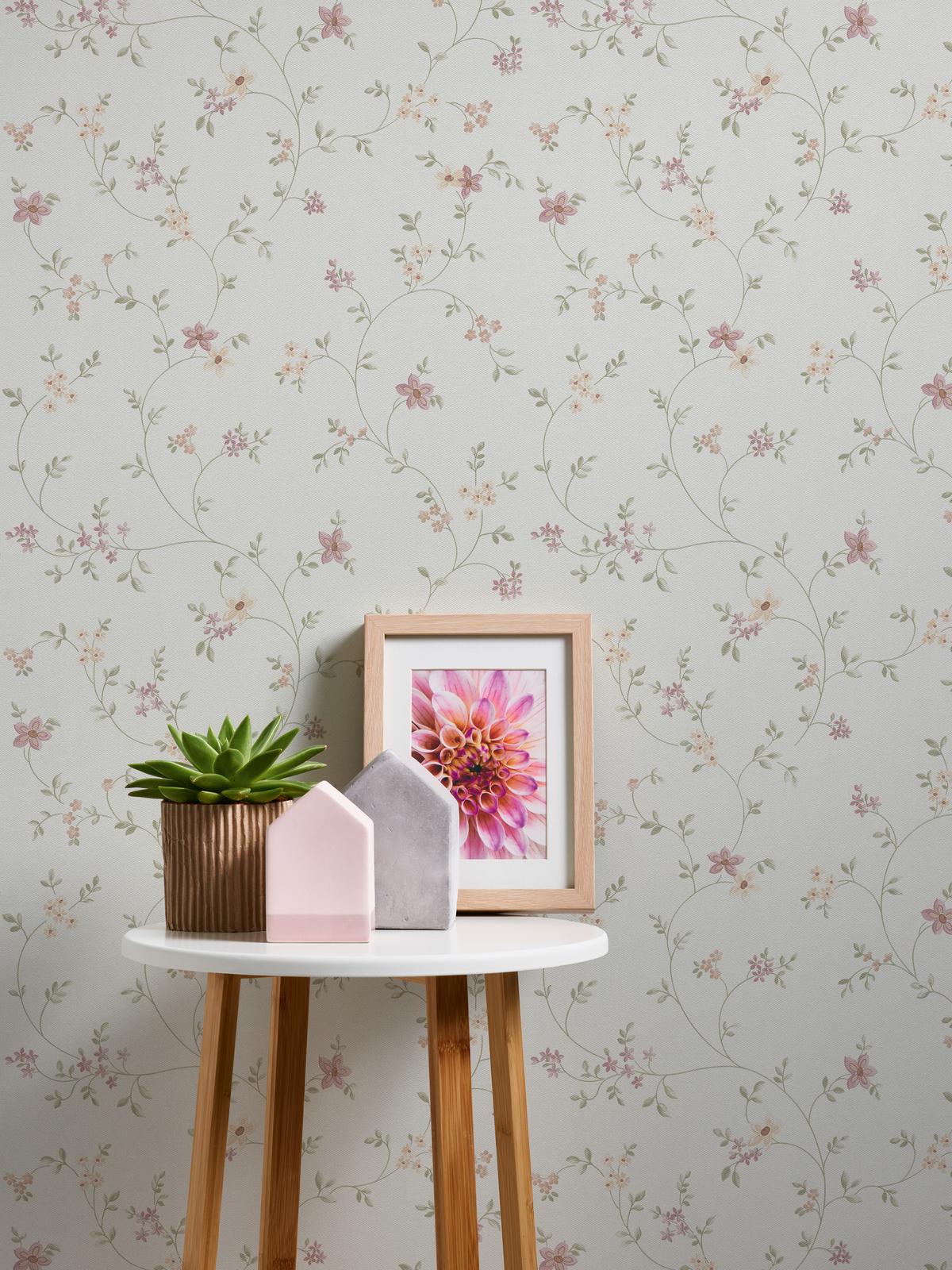 937701_1 Cream non-woven vinyl wallpaper with elegant texture