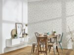 Vinyl surface non-woven wallpaper in soft cream tone