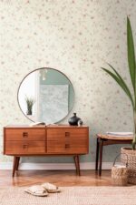 Soft cream non-woven wallpaper with vinyl texture